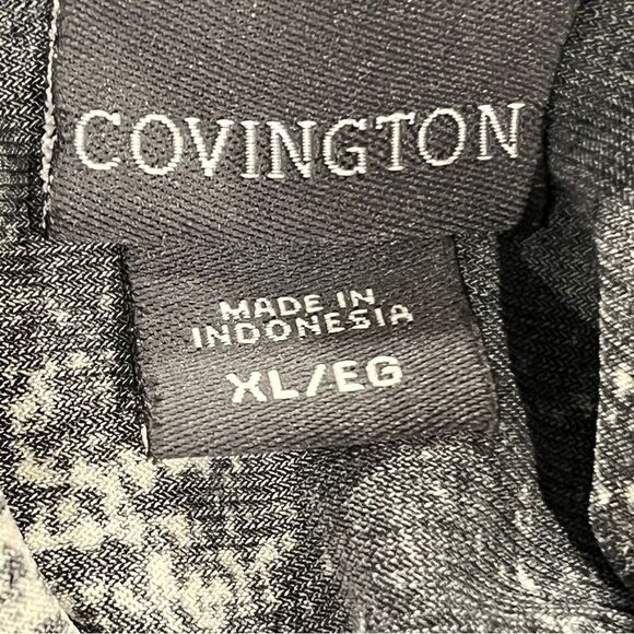 Covington Black and White Long Sleeve fake wrap Dress size extra large - Picture 9 of 14